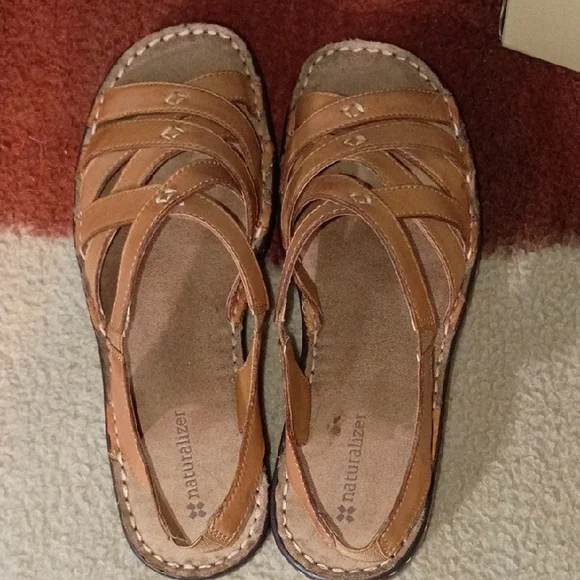 Naturalizer Shoes Naturalizer Tan Leather Strappy Sandals